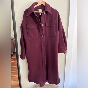 H&M long shacket. Wool blend. Size xs but fits very oversized (best for size 6)